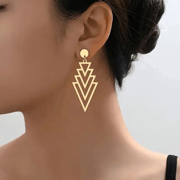 Boho Geometric Dangle Earrings - Picture 5 of 5